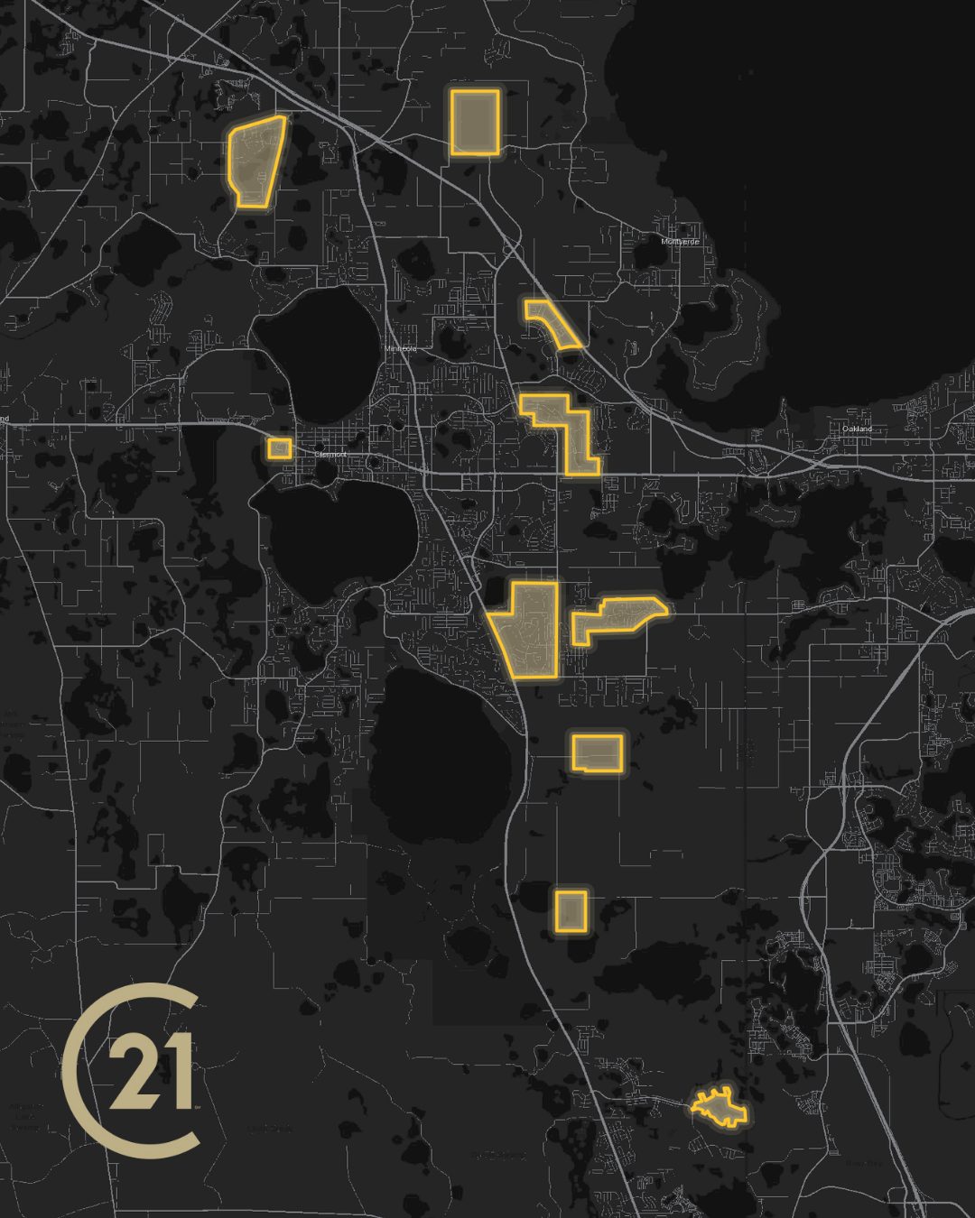 Map of 55 plus communities in Clermont, Groveland, and Minneola